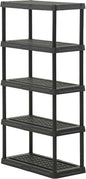 CX 5-Tier Heavy Duty Plastic Storage Shelves that Support up to 150lbs/shelf, Organization and Storage, Weather-Resistant Design, Easy Assembly, Black (72”H x 36”W x 18”D)