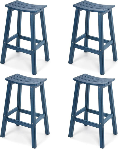 Stoog All-Weather Bar Stools Set of 4, 28" Height Outdoor Bar Stools, Low Maintenance, for Patio, Deck, Kitchen Counter, and Garden, Blue