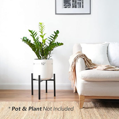 Mkono Mid Century Modern Tall Metal Indoor Plant Stand - Fits Up to 12 Inch Planter, Black