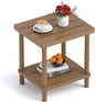 Outdoor Side Table, 2-Tier Small Outdoor Table for Patio, Adirondack Side Tables for Outside or Indoor, Bamboo End Table for Pool, Porch, Weather Resistant Easy Maintenance,Brown