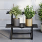 Metal Plant Stand, Foldable Heavy Duty Indoor, Window Iron Plant Shelf - Mid Century Modern Slatted Display for Patio,Garden, Living Room Load Bearing 330 lbs 26" L x 20.2" H x 17.7" W2 Tier Black