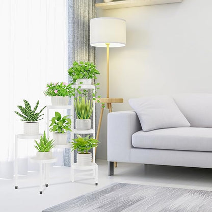 iDavosic.ly Plant Stand Indoor Outdoor, 8 Tier Corner Metal Flower Display Holder Shelf, Easy Assembly Folding Tall Orchid Rack for Patio Balcony Porch Garden Living Room House, White