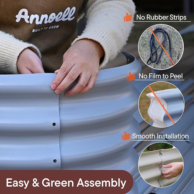 4-Pack Galvanized Raised Garden Bed 8x4x1.5 | 10x2x1.5 ft, 18" Tall Metal Planter Boxes Outdoor for Herb Vegetable, Modular Raised Flower Bed for Gardening with Zn-Al-Mg Coated - Sand Beige