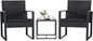 Flamaker 3 Pieces Outdoor Patio Wicker Furniture Set, Modern Rattan Chair Conversation Sets with Coffee Table for Yard and Bistro (Black)