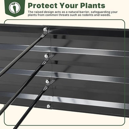 DTIG Galvanized Raised Garden Bed with Trellis, 6×3×1 FT 2 Pack Outdoor Garden Bed, Upgraded 4×3 Support, Black