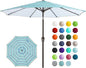 JEAREY 9FT Outdoor Patio Umbrella Outdoor Table Umbrella with Push Button Tilt and Crank, Market Umbrella 8 Sturdy Ribs UV Protection Waterproof for Garden, Deck, Backyard, Pool (Blue Green Stripe)