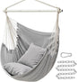 SONGMICS Hammock Chair, Load Capacity 500 lb, Hanging Chair with 2 Cushions, Large Hammock Swing with Chain and Pocket, for Indoor, Outdoor, Living Room, Bedroom, Dove Gray UGDC197G01