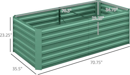 Outsunny Galvanized Raised Garden Bed Kit with Reinforcing Bars, Large and Tall Metal Planter Box for Vegetables, Flowers and Herbs, 6' x 3' x 2', Light Green