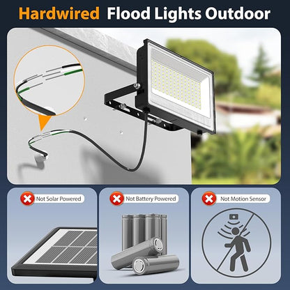 Onforu 150W LED Flood Light Outdoor,15000LM Security Lights, IP66 Waterproof Outdoor Floodlight, 2 Pack 6500K Daylight White LED Exterior Lighting for Basketball Court, Stadium, Playground