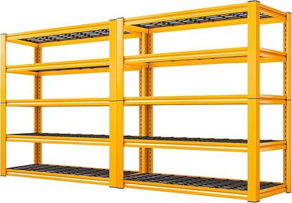 REIBII Garage Shelving Load 3200LBS, 5-Tier Storage Shelves, Adjustable Heavy Duty Metal Shelving Unit for Pantry, Basement, Warehouse, 72" H x 36" W x 16" D, 2PC