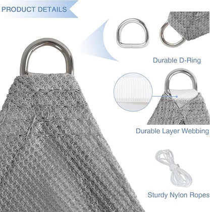 E&K Sunrise 20' x 20' x 20' Sun Shade Sail Triangle Canopy Shade Cover UV Block for Patio Backyard Garden Outdoor (Light Gray)