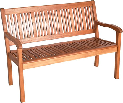 Tangkula Outdoor Wood Garden Bench, 50" W Solid Wood Patio Park Bench with Dense Slatted Backrest & Seat, Curved Armrest, Large Wooden Loveseat Bench for Deck, Porch, Poolside, Yard & Balcony