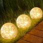 Outdoor Waterproof IP65 Solar Globe Lights, Led Solar Light Balls for Lawn Garden Patio Table Art Decoration, Yard Landscape Illuminated Cracked Glass Sphere Gazing Ball Lights, Round Ornaments Orbs