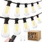 Outdoor String Led Patio Lights: 65Ft 20M Outside Waterproof Light with Remote Dimmable ST38 Shatterproof Bulb Connectable Hanging Outdoor Electric Lighting for Backyard Yard Gazebo Porch Party