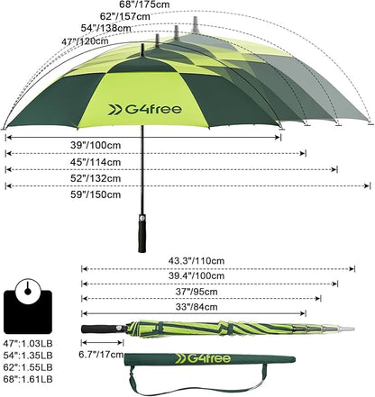 G4Free 47/54/62/68/72 Inch Automatic Open Golf Umbrella Oversize Extra Large Double Canopy Vented Windproof Waterproof Stick Umbrellas