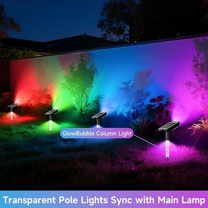 Color Changing Solar Spot Lights Outdoor with PC Light Guide Column, 8 Lighting Modes Christmas Outdoor Spotlight, IP65 Waterproof RGB Solar Spotlight for Garden Yard Tree Pathway, 4Pack