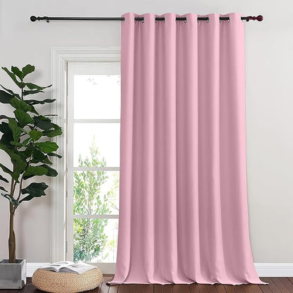NICETOWN Room Divider Curtain 132 Inches Long, Wide Blackout Sliding Door Curtain for Bedroom, Room Darkening Privacy Window Curtain for Patio Door (1 Panel Set, Rouge Pink, 80 x 132 Inch)