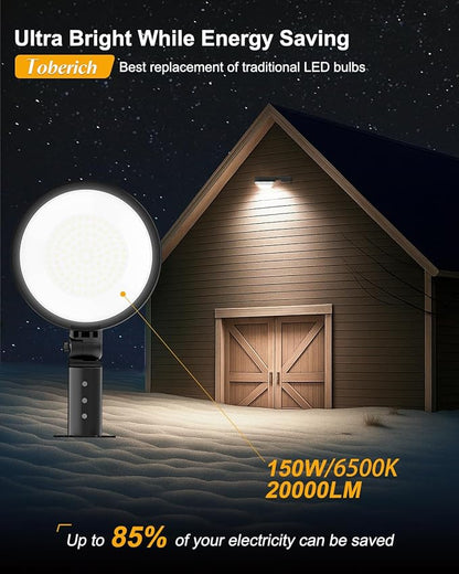 LED Barn Light, 150W 20000LM Yard Area Lights Dusk to Dawn Outdoor Lighting with Upgraded Photocell 6500K Adjustable Angle Daylight IP66 Waterproof Street Lights for Security/Farmhouse/Garage