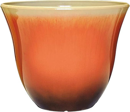Classic Home and Garden Honeysuckle Resin Planters - Lightweight Indoor & Outdoor Plant Pots - UV-Resistant Plastic Flower Pots - Pot Planters for Flowers & Herbs (13" Tequila Sunrise)