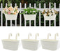 Metal Railing Planters for Outdoor Plants - 3 Pcs Balcony Hanging Flower Pots with Detachable Hooks & Drain Holes, Windowsill Oval Hanging Bucket Pots Fence Planters for Garden Home Decor, Cream White