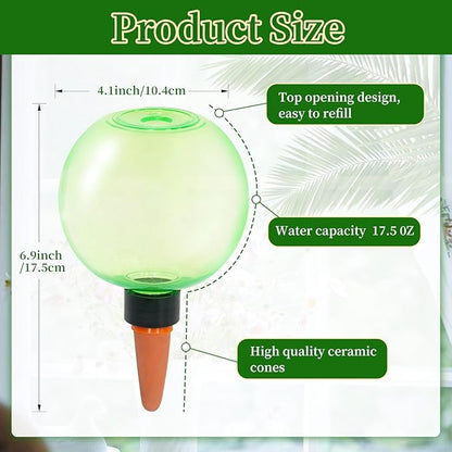 3pcs Large Plant Self Watering Globes, 17.5 oz Plastic Water Bulbs Top Fill, Plant Watering Devices System Slow Release Terracotta, Water Spikes Stakes for Indoor(3pack)