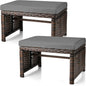 2 Pcs Patio Rattan Ottomans Outdoor Wicker Ottomans Patio Footstool Footrest with Removable Cushion Soft Zippered Cushions Function Footstool Seat Table for Backyard Balcony Poolside(Gray, Black)