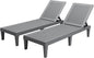 Greesum Outdoor Chaise Lounge Chairs Set of 2 with 5-Position Adjustable Backrest, Waterproof PP Sun Chaise Loungers for Garden Pool Beach Patio Deck Sunbathing, Grey