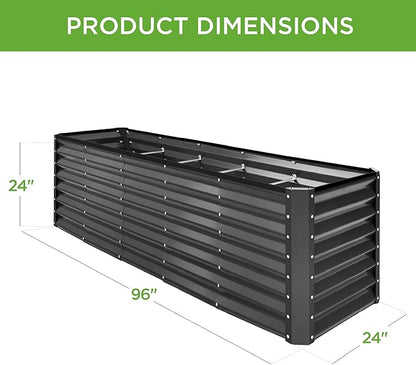 Best Choice Products 8x2x2ft Raised Outdoor Metal Garden Bed, Deep Root Box Planter for Vegetables, Flowers, Herbs, 240 Gallon Capacity, 100% Non Toxic Materials - Gray