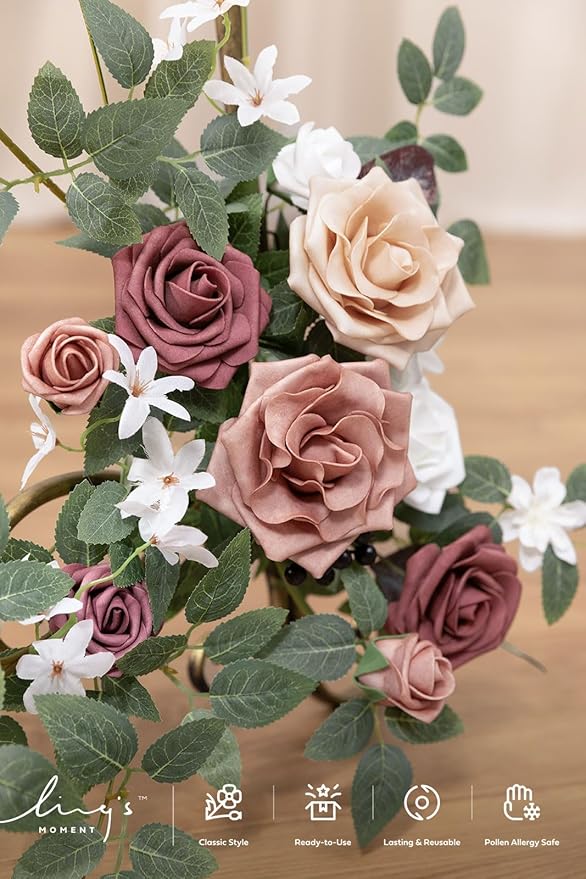 Artificial Greenery Floral Swag, Dusty Rose & Mauve, 2 Pieces