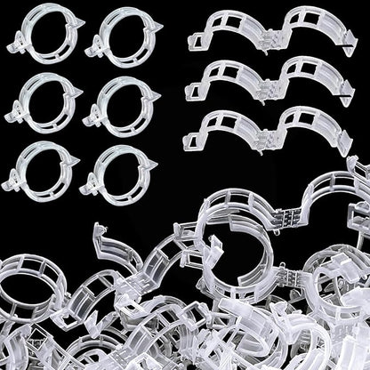 Plant Support Clips, 100 Pcs Tomato Clips, Plastic Trellis Clips, Grape Vine Tomato Vine Vegetables Plants Garden Support Clips to Grow Upright Makes Plants Healthier (Plastic, White)
