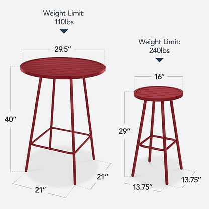 Best Choice Products 3-Piece Patio Dining Set, Bar Height, Outdoor Bistro Set, Outdoor Round Bar Table w/ 2 Bar Stools, Steel - Red