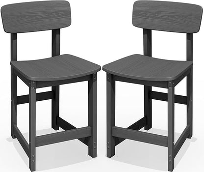 SERWALL Outdoor Bar Stools Set of 2, All Weather HDPE 25" Counter Height Bar Stools with Back, Outdoor Armless Barstools for Patio, Garden, Backyard, Balcony, Poolside, Gray