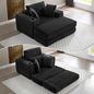 HANXIN 62" Chaise Lounge Chair Indoor, Oversized Corduroy Boneless Convertible Chaise Lounge Couch Sleeper Chair with Ottoman, Deep Seat Reading Chair, No Assembly Required (Black)