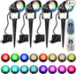 Christmas Spot Lights Outdoor Color Changing Landscape Spotlights,12W RGBW LED Outdoor Spot Lights for Yard Garden Decor,Waterproof 110V Plug in Landscape Lighting with Remote,4 Packs