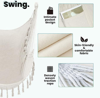 Hammock Chair with Stand,Heavy-Duty Hanging Chair with Stand, for Indoor Outdoor,Sturdy Swing Chair Stand Max Load 350 pounds(Hammock Chair Included)