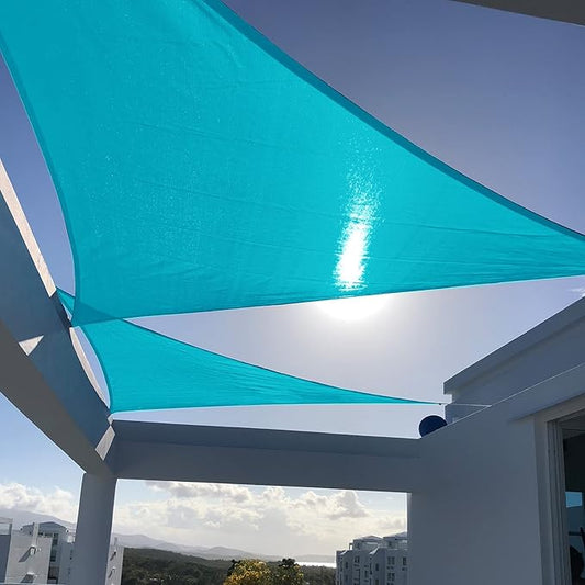 SUNNY GUARD Custom Size 7'x7'x7' Turquoise Blue Sun Shade Sail Triangle UV Block Shade for Backyard Yard Patio Deck Garden(Customized)