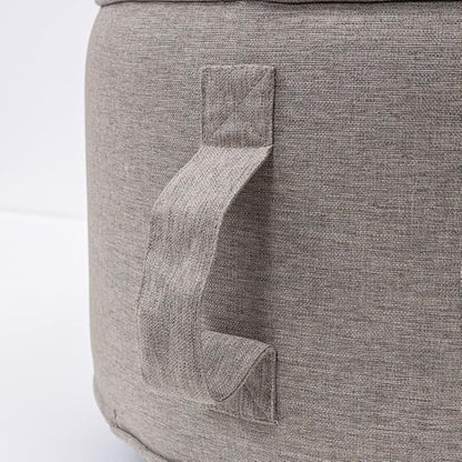 QILLOWAY Indoor/Outdoor Inflatable Stool,Round Ottoman,All Weather Foot Rest for Camping or Home,All Tan/Grey
