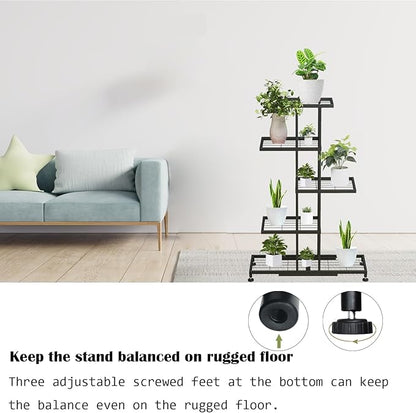 Twhep 5-Tier Iron Plant Stand - Modern Multi-Functional Shelf for Balcony & Garden