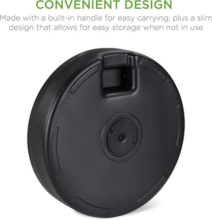 Best Choice Products Fillable Umbrella Base Stand, Round Faux Wicker Plastic Patio Umbrella Base Stand, Pole Holder for Outdoor, Lawn w/ 55lbs Weight Capacity, 2 Adjustment Knobs