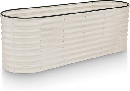 Plant & Plot Galvanized Raised Garden Beds Outdoor // 6×2×2 ft Planter Raised Beds for Gardening, Vegetables, Flowers // Large Metal Garden Box (White) // Patented Tool-Free Design