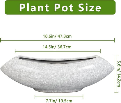 Ceramic Bonsai Tree Pot - 18 Inch Ceramic Pots for Plants, Large Succulent Planter with Drainage Hole for Indoor Outdoor, Unique Planters for Flower, Home Decor, Gardening Gifts, White-Black