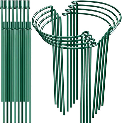 8 Pack 32 or 16 inch Adjustable Plant Support Stakes, Heavy-Duty Half Round Peony Support, Garden Plant Stakes Cage for Outdoor Plants, Peony, Tomato, Hydrangea, (16In Support +16In Extension Tubes)
