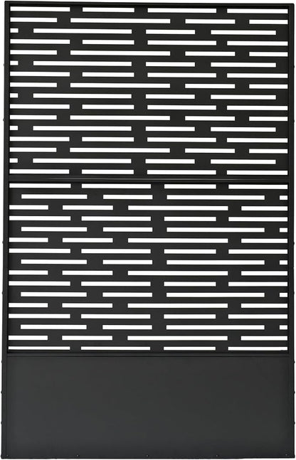 Oakland Living 6 ft. X 4 ft. Black Freestanding Metal Privacy Screen Room Divider with Flower Box