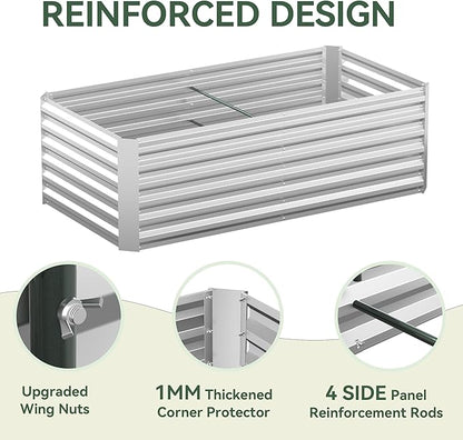 Raised Garden Bed with Self-Watering System, 6x3x2 ft Elevated Planter Boxes Outdoor with PE Cover, Galvanized Raised Beds for Gardening,Vegetables,Flowers, Backyard, Patio