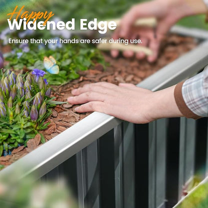 KING BIRD Raised Garden Bed 68" x 36" x 12" (2 Packs) Galvanized Steel Metal Outdoor Planter Kit Box for Vegetables, Flowers, Fruits, and Herbs, Dark Grey