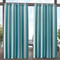 Exclusive Home Canopy Stripe Indoor/Outdoor Grommet Top Curtain Panel, 54"x84", Teal / White, Set of 2