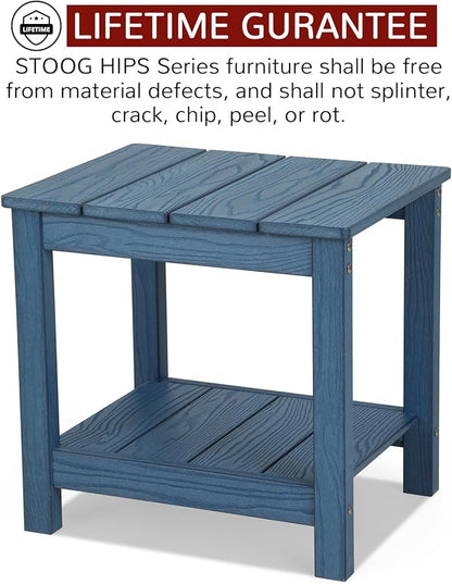 Stoog Outdoor Side Table, All-Weather Adirondack Side Table, Never Fade or Rot, for Backyard, Garden, Pool, Lawn, Porch, Blue