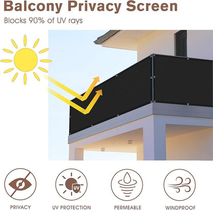 Sunny Guard Customized 3.3'x15' Black Balcony Privacy Screen, 180 GSM - Image 2