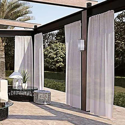 SpaceDresser Waterproof Outdoor Sheer Curtains for Patio - 2 Panels Rod Pocket Indoor Voile Sheer Curtain for Living Room,100W x 84L inch, Silver Grey