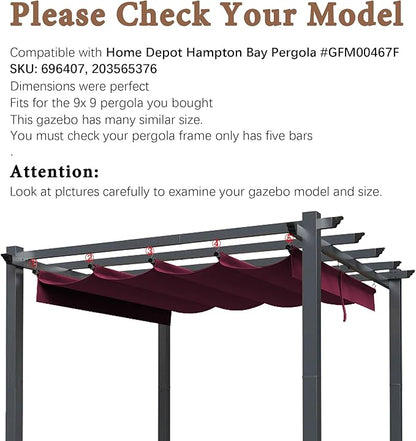 SCOCANOPY Replacement Cover Compatible with Home Depot Hampton Bay Pergola # GFM00467F,GFM00469A,(Burgundy)